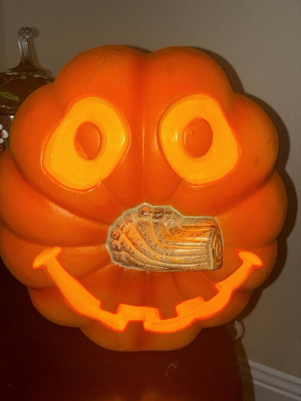 Happy Pumpkin Face Side Nose Light Up Halloween Prop
